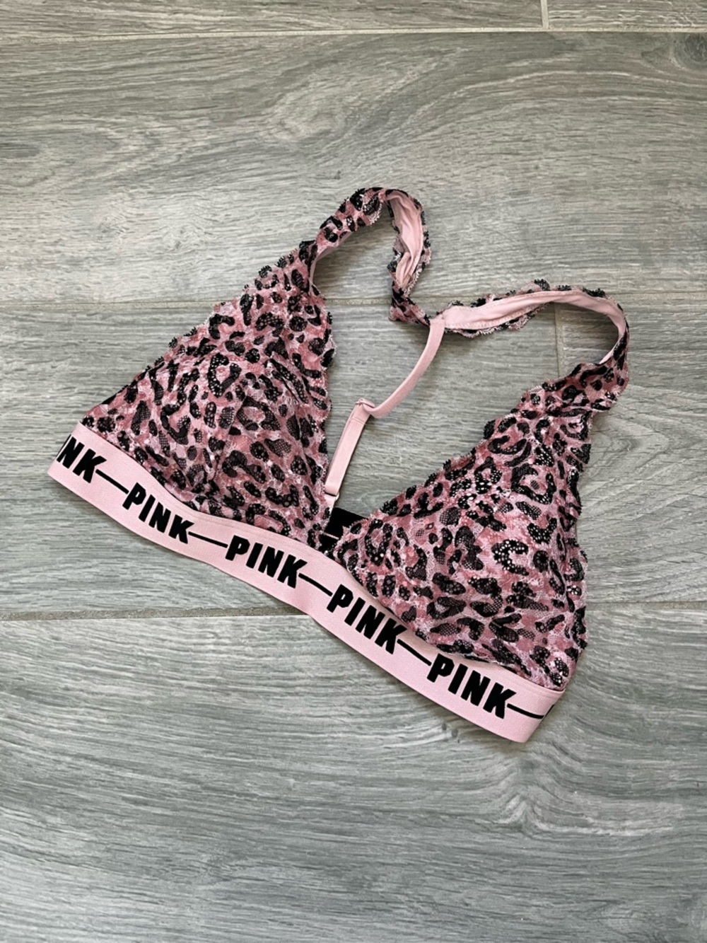 PINK Victoria's Secret Leopard Print Lace Bralette Large